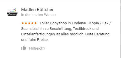 Kundenrezension von Google